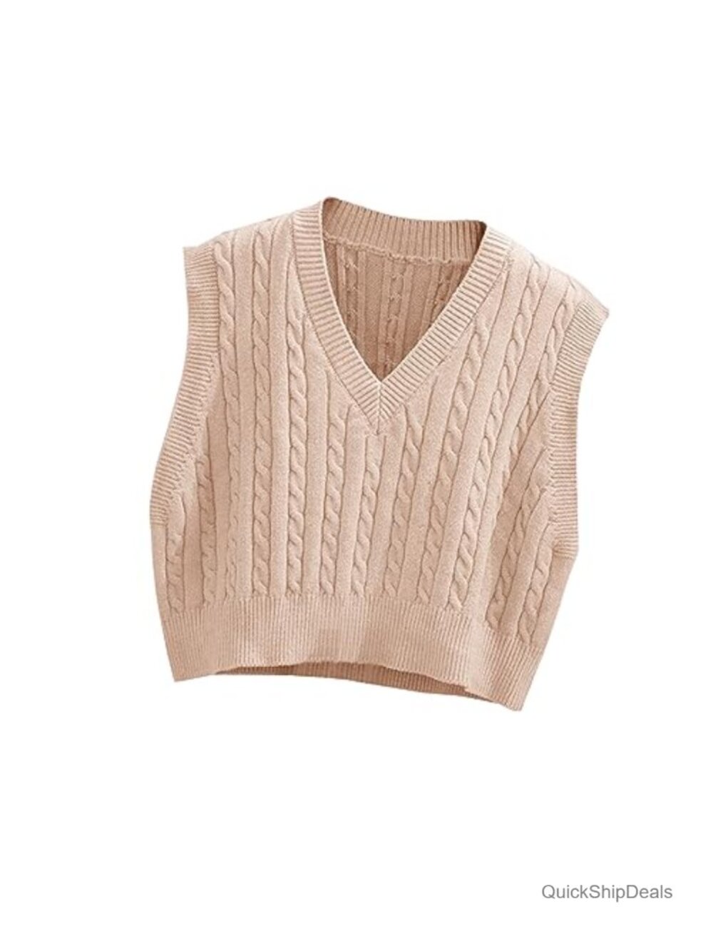 Women's Sleeveless Sweater Vest Cropped Knit Argyle V-Neck Tank Top